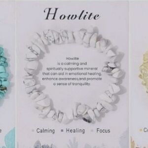 Howlite Natural Stone Crystal Bracelet, Calming, Healing, Focus, New!